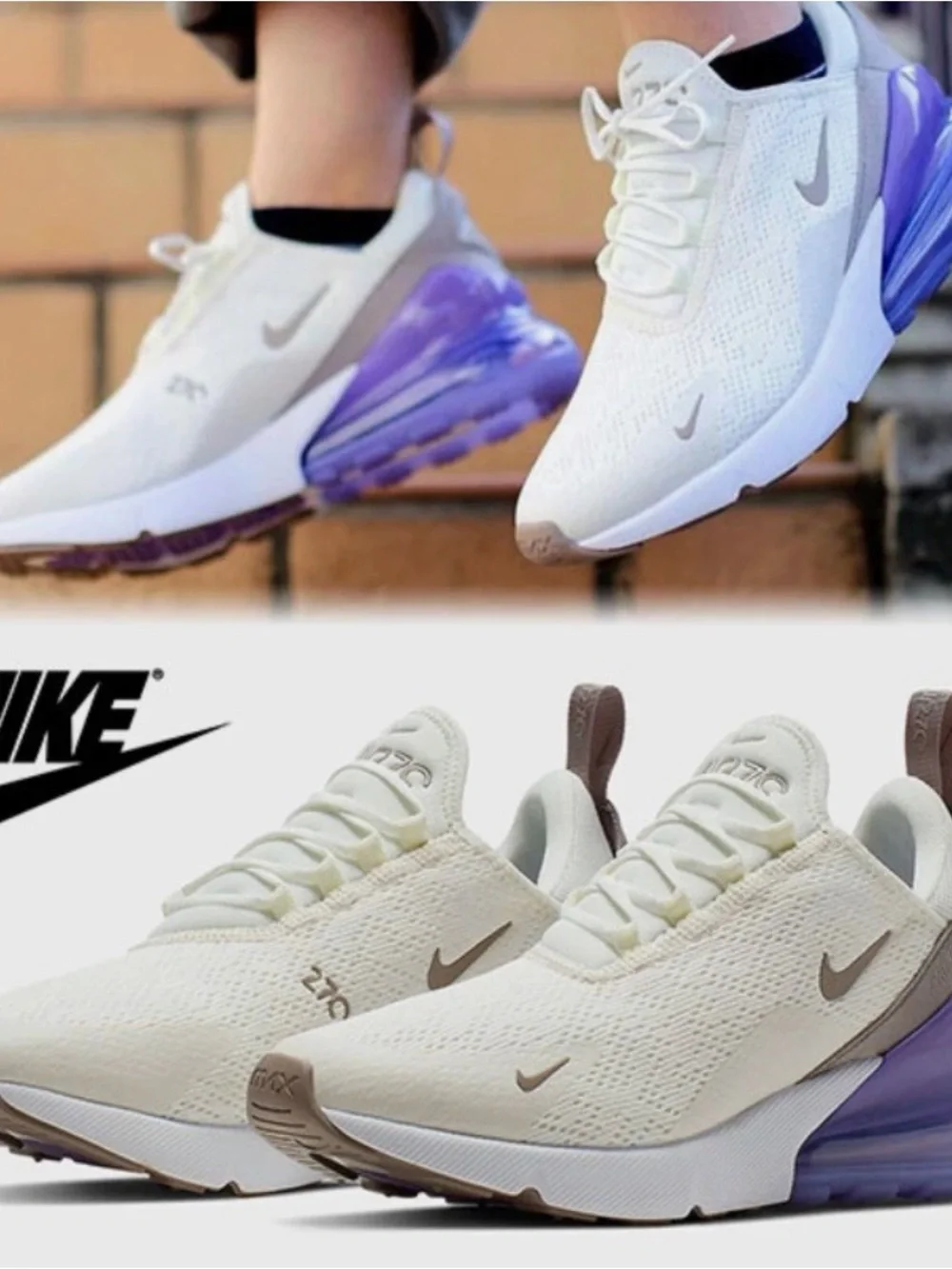 Nike Air Max 270 Women's Athletic Shoes Sail Pumice Space Purple